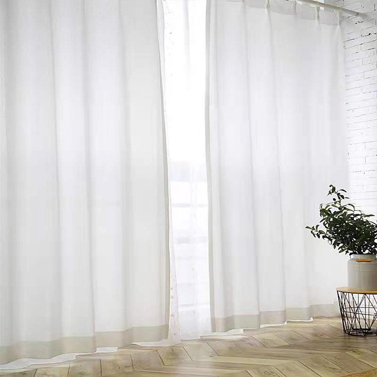 Cortinas de gasa semitransparentes con bordado blanco, cortinas de gasa  para dormitorio, cortinas de tul para ventana de salón simples y modernas