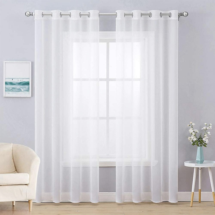 Venta al por mayor de textiles para el hogar, rollo de ventana blanca, malla lisa, gasa de tul, tela transparente de poliéster para sala de estar