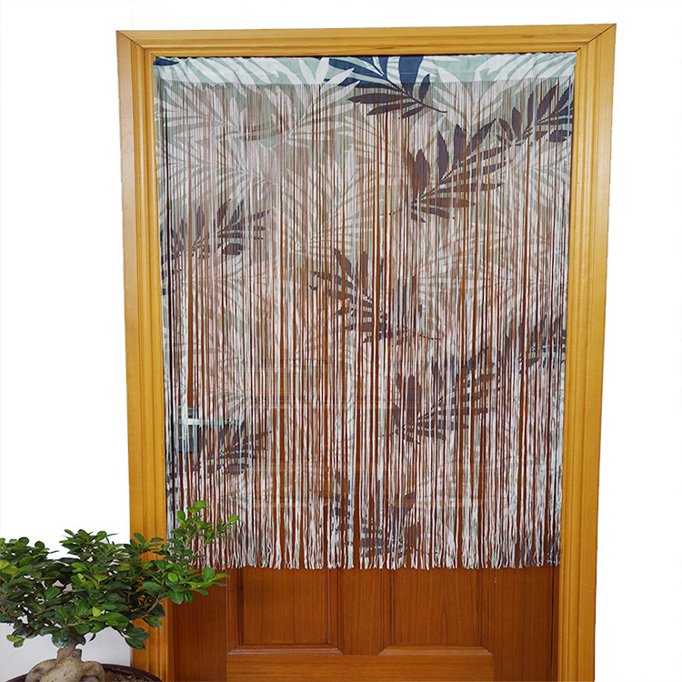 Último diseño 100% poliéster con patrón de plantas tropicales medio colgante cortinas decorativas para puerta sala de estar cortina para dormitorio