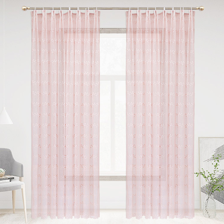 Cortinas transparentes de tela de encaje bordado para habitación de poliéster barata de nuevo diseño