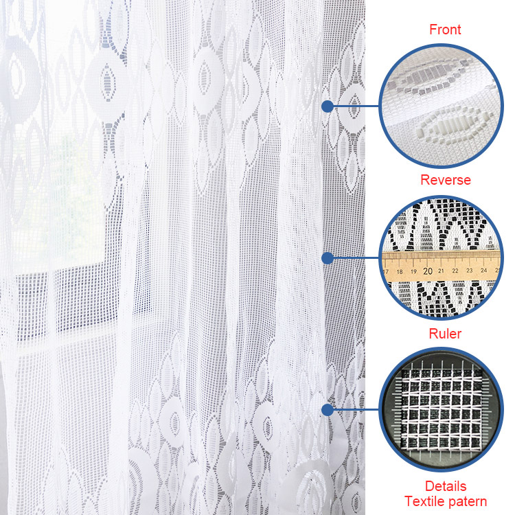 100% poliéster blanco Super suave Jacquard turco ventana puerta organza tela transparente barata para cortinas