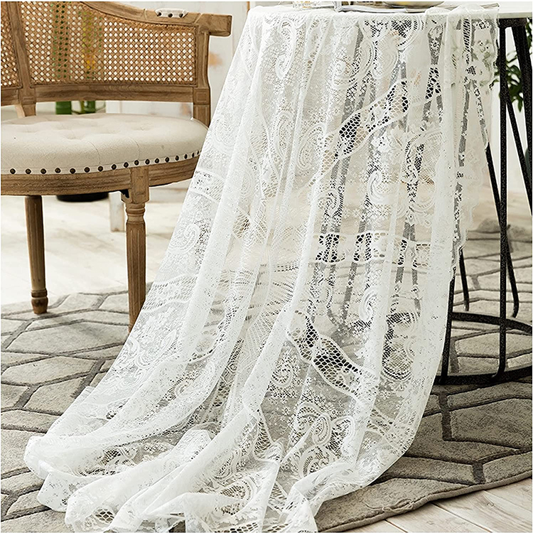 Cubierta cena blanco boda floral jacquard poliéster encaje mantel liso mesa redonda tela