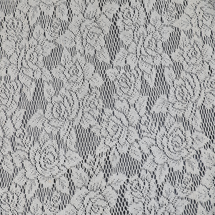 Proveedor, cortina de malla de poliéster jacquard blanco, punto ligero, rollo de tela transparente elegante