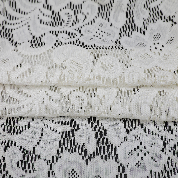 Tela de cortina transparente europea personalizable de gasa blanca vertical jacquard 100% poliéster